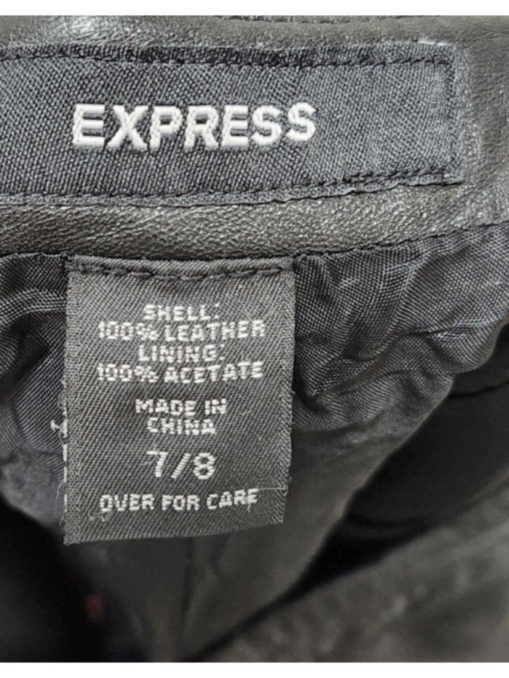 Vintage Y2K Express Women’s Black Leather Pants Size 7/8 Cropped Straight Leg - Picture 6 of 10